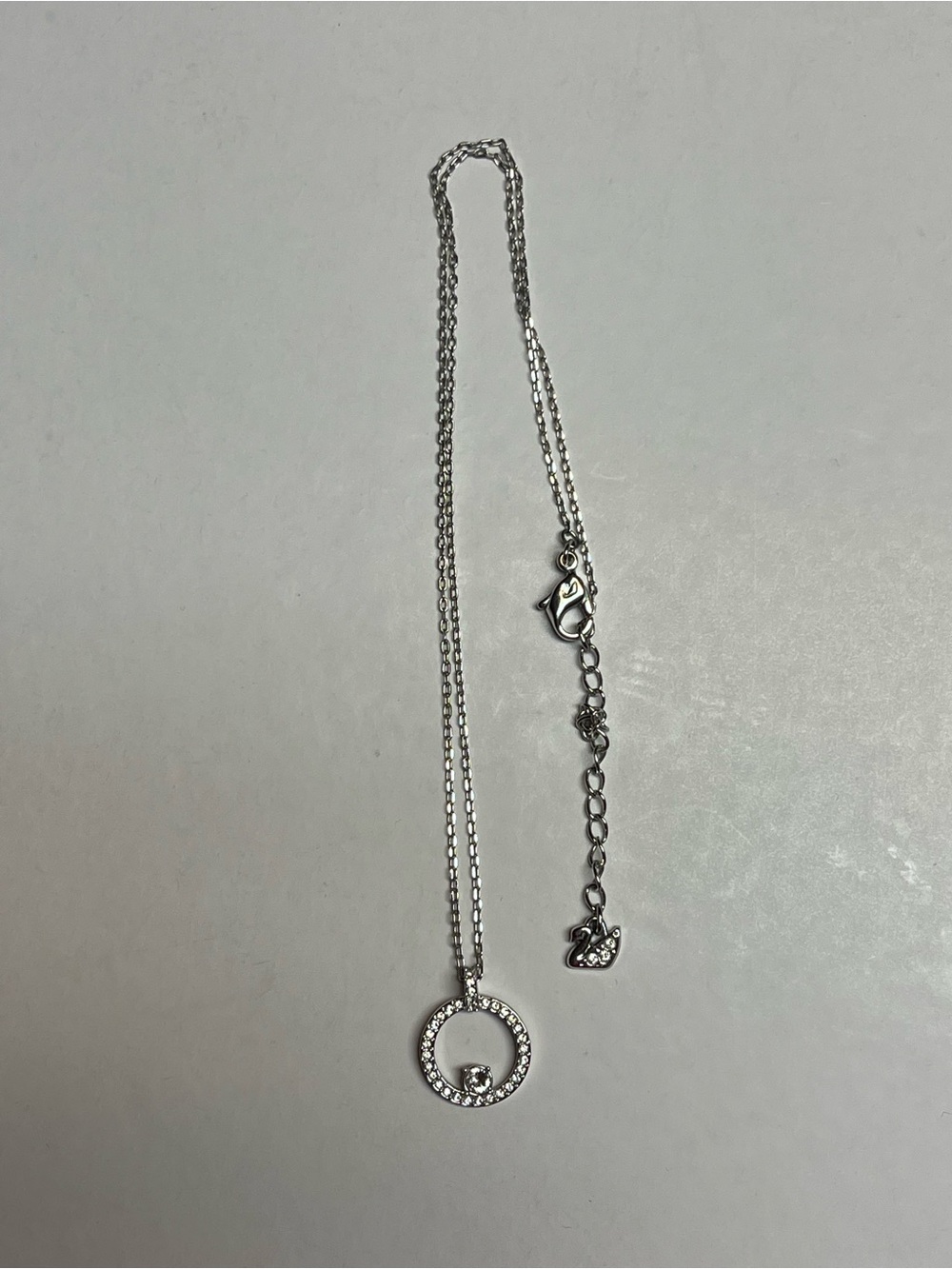 Swarovski Crystal Circle Pendant Necklace | Silver Tone